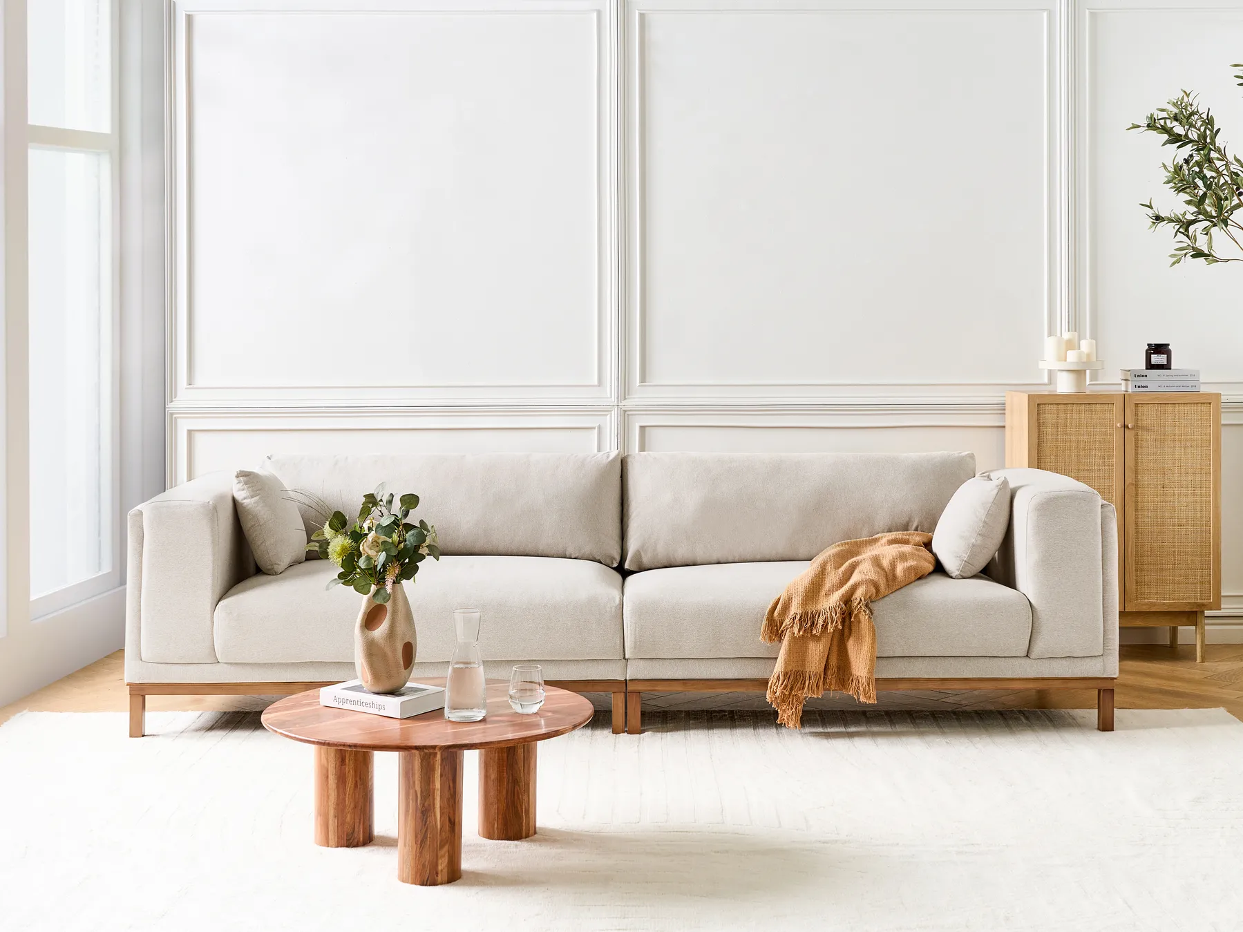 Sofa 4 Seater VENG Fabric Light Beige_934544