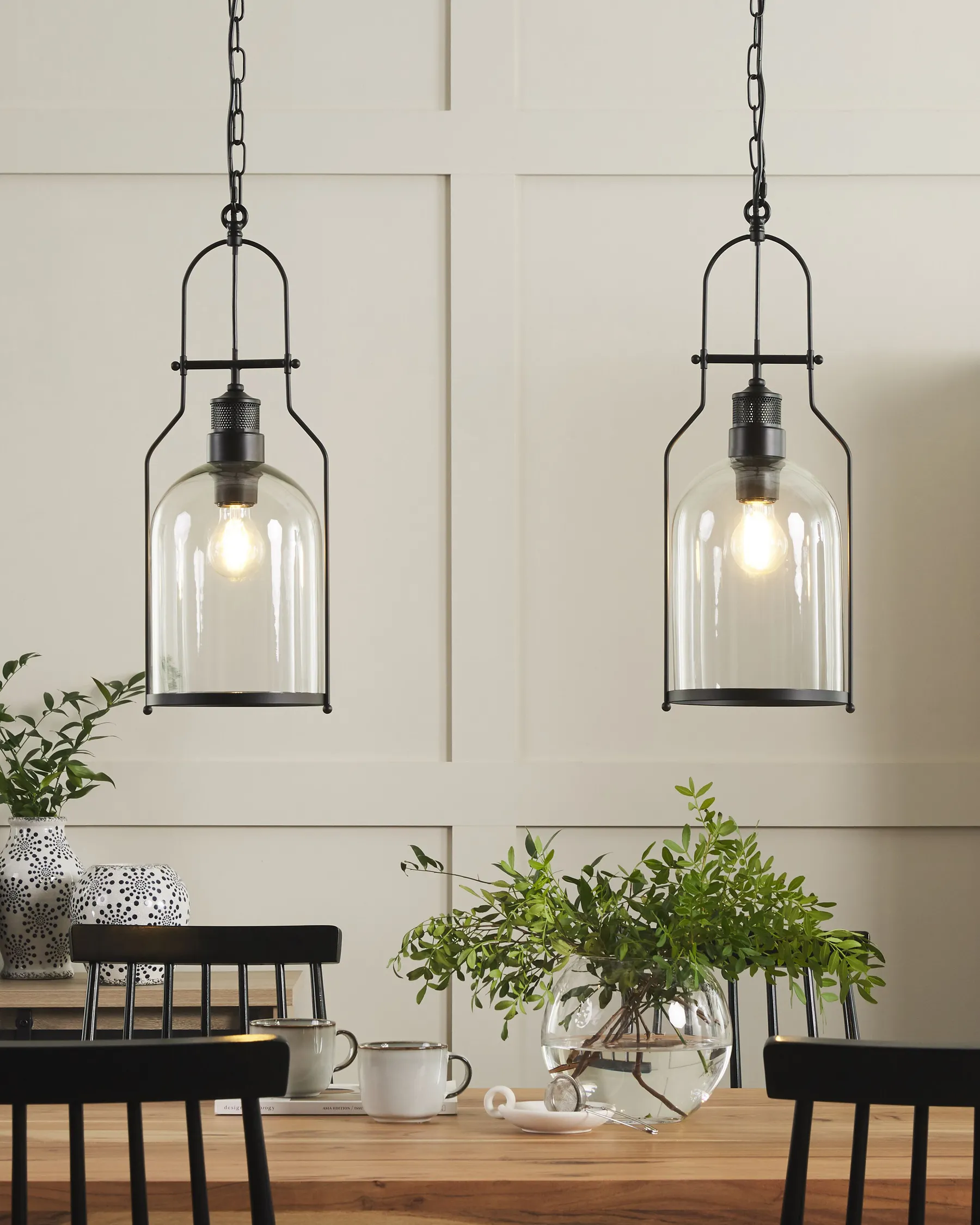 Set di 2 lampadari BASHILO Metallo Nero_837881