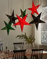 Set of 2 Hanging Decorations LED MOTTI 60 cm Star Emerald Green_835532