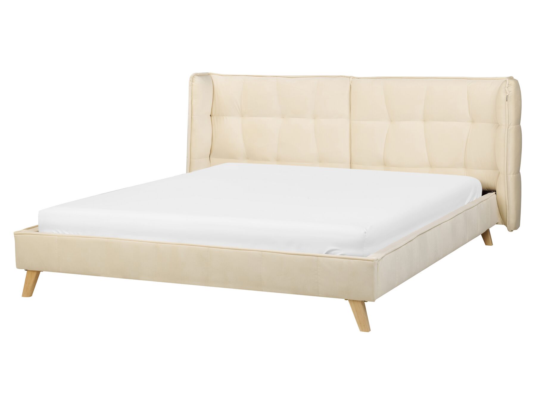 Łóżko welurowe 160 x 200 cm beżowe SENLIS _918984
