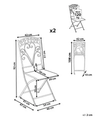 Set of 2 Garden Chairs NURRA Folding Metal Grey_1002699