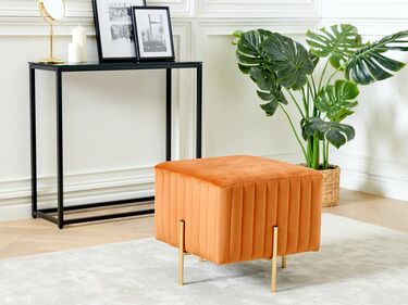 Velvet Footstool Orange DAYTON