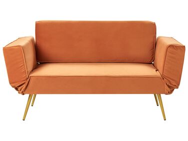 2-Sitzer Schlafsofa Samtstoff orange SAARELA