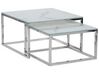 Set of 2 Coffee Tables BREA Tempered Glass White Marble