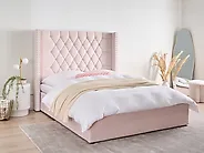 Bett mit Stauraum LUBBON Samtstoff Pastellrosa 140 x 200 cm_1179009