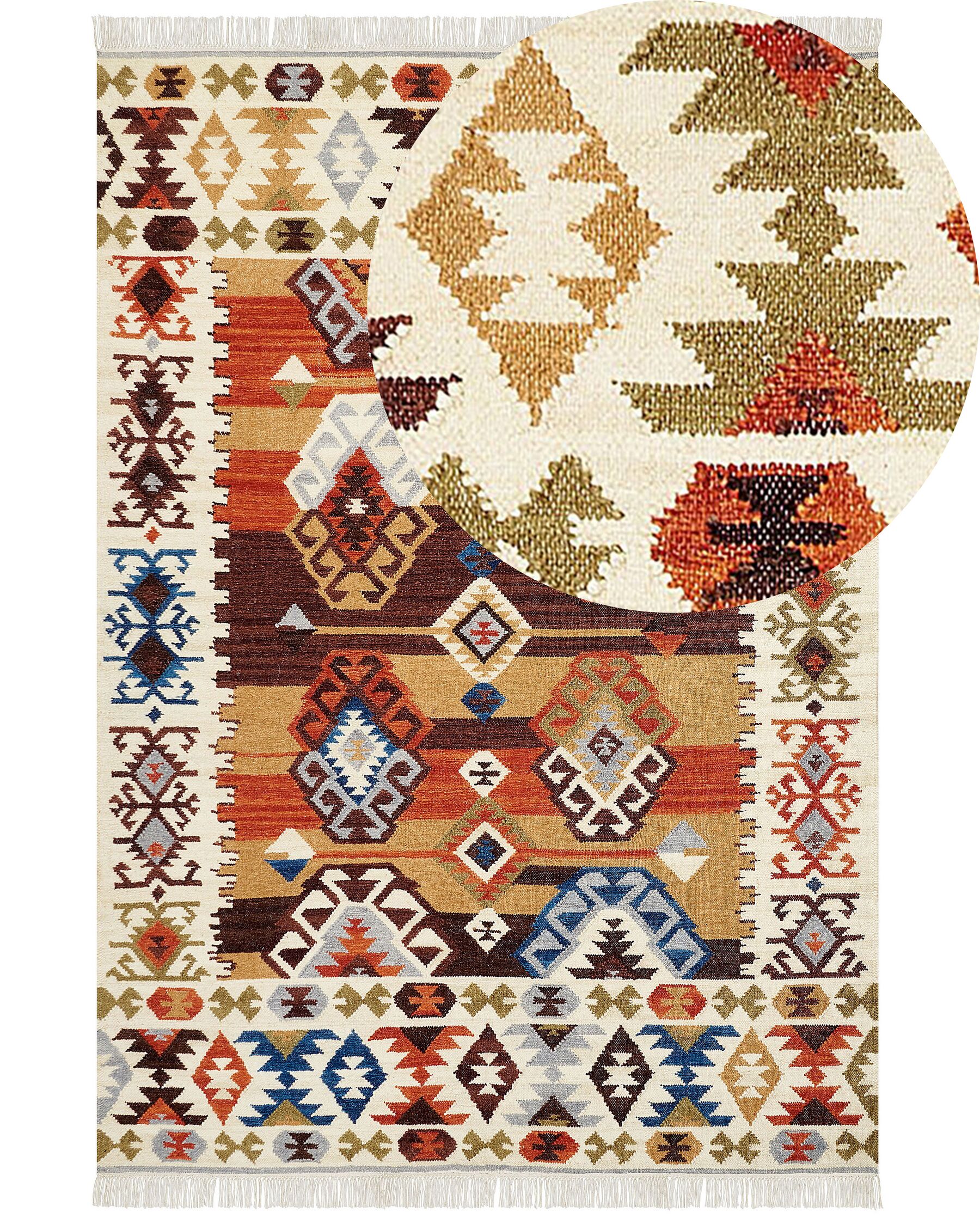 Tapete Kilim em lã multicolor 200 x 300 cm VOSKETAP_859386