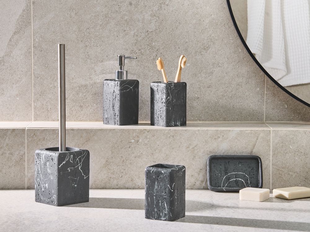 5-Piece Bathroom Accessories Set VILCANOTA Black Marble