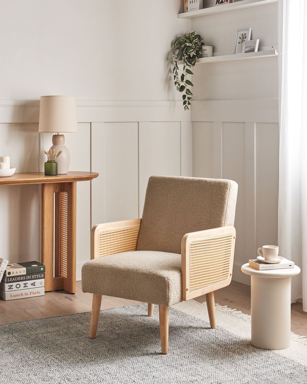 Fauteuil HOJBY Bouclé Beige sable