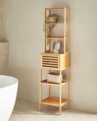 Bamboo Bathroom Shelving Unit Light Wood LEHI 