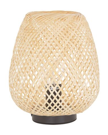 Lampada da tavolo legno di bambù chiaro e nero 30 cm BOMU