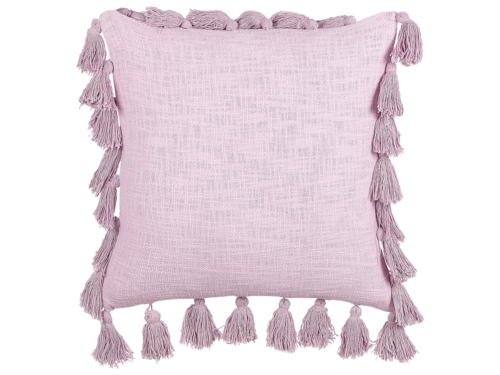 Cotton Cushion with Tassels 45 x 45 cm Pink LYNCHIS Beliani