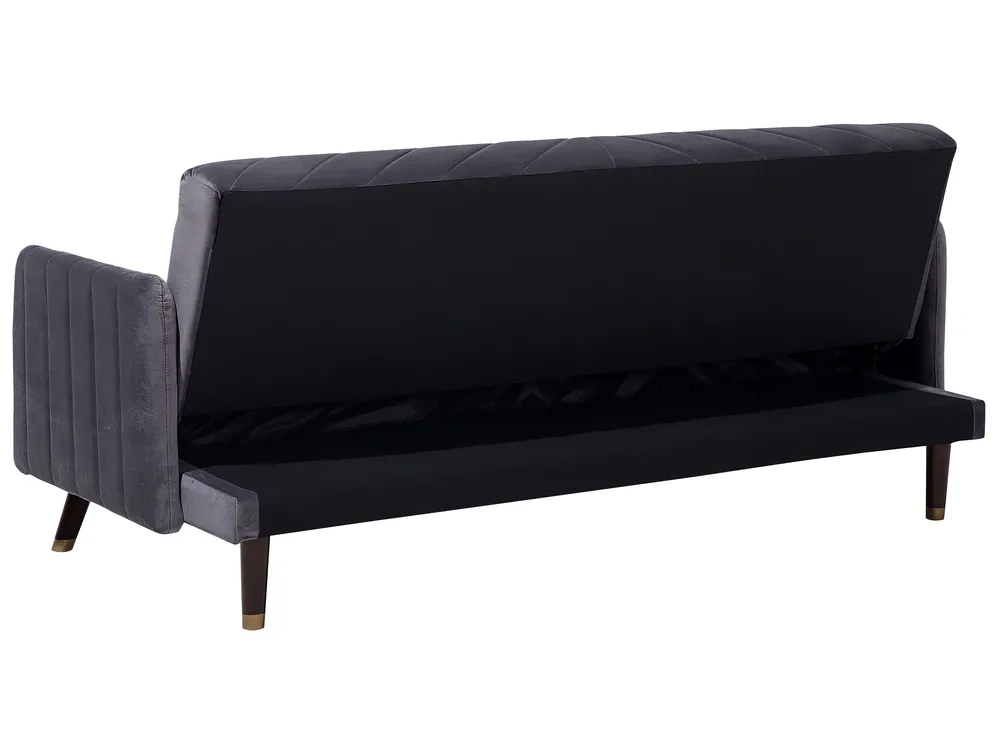 Sofa Bed 3 Seater SENJA Velvet Grey_707373