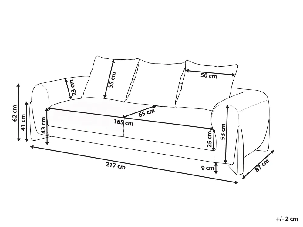 Sofa 3 Seater VINLIDEN Boucle Brown_1048523