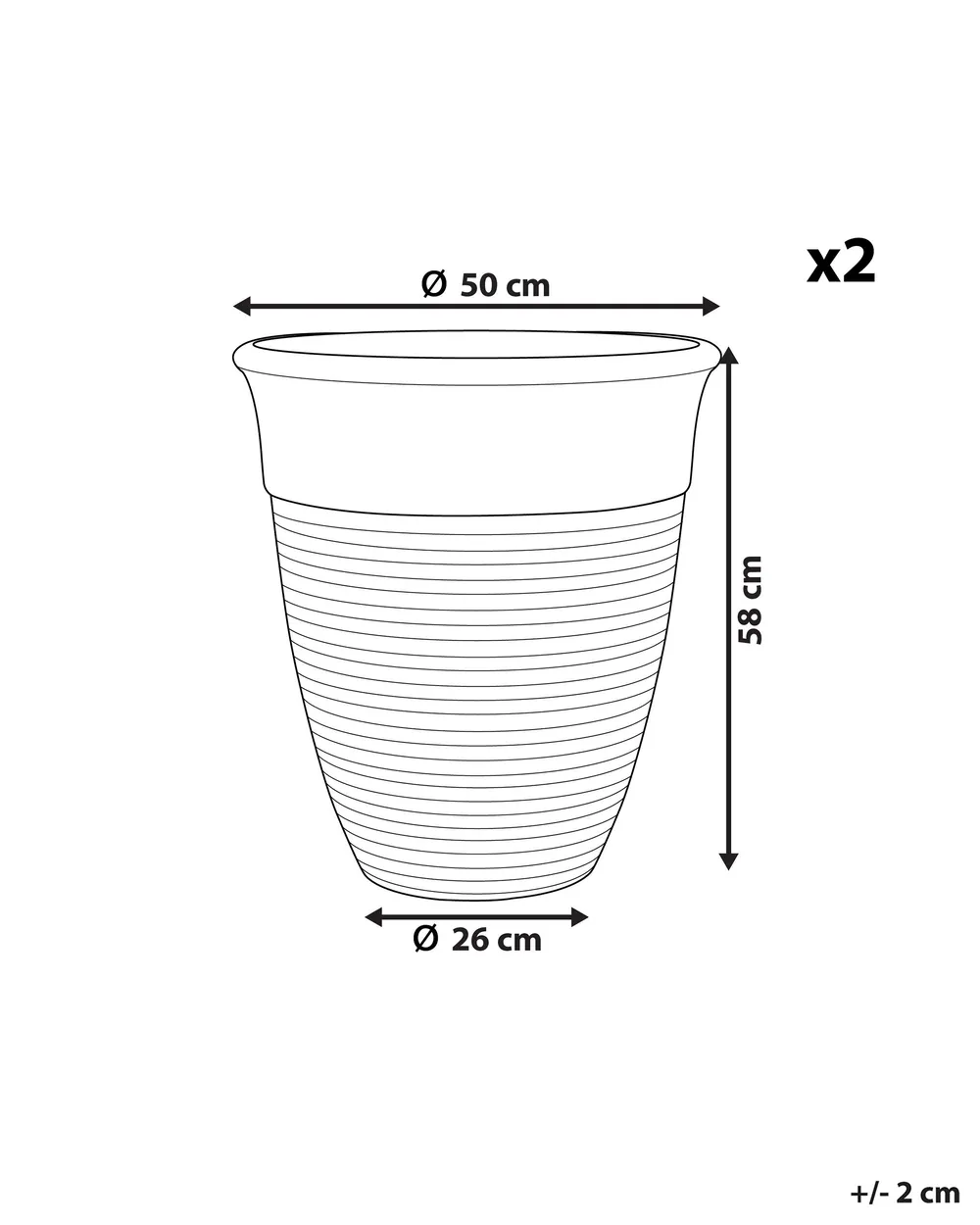 Set di 2 vasi per piante KATALIMA 50 cm Grigio_860156