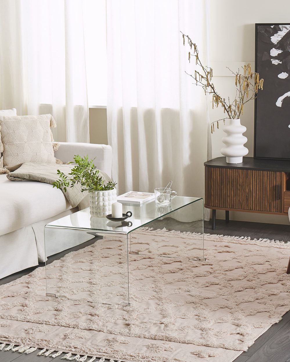 Rug SULUOVA Beige 140 x 200 cm Cotton