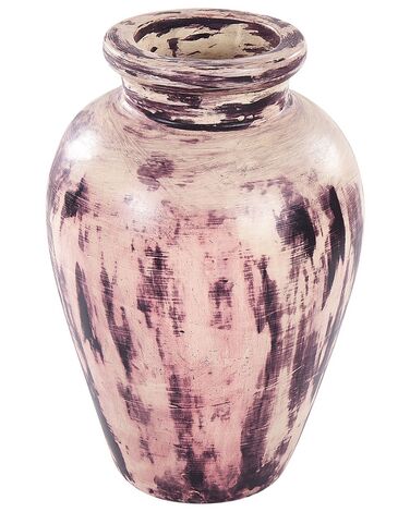Terakotová dekorativní váza 34 cm fialová/béžová AMATHUS