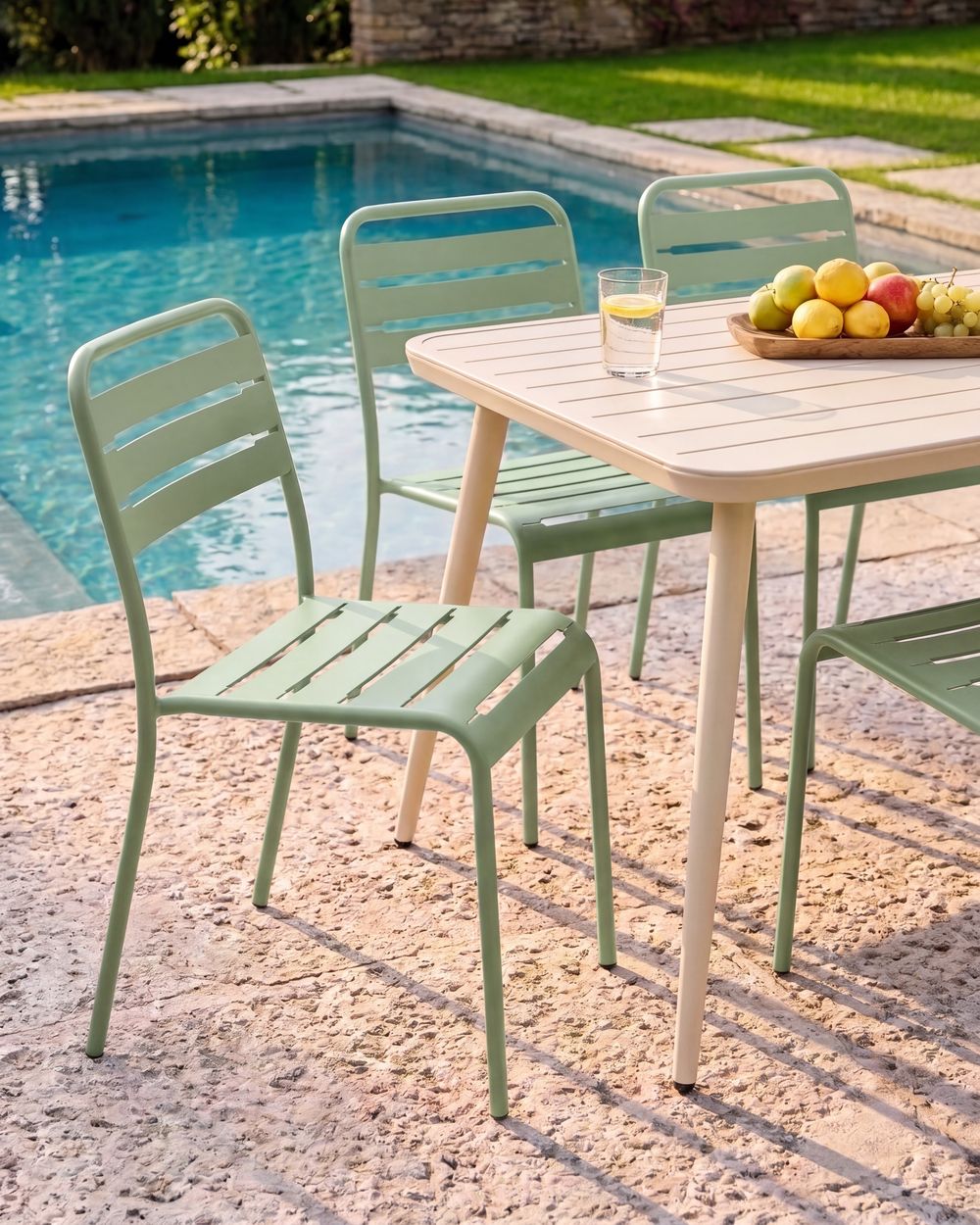 Gartenstuhl 2er Set LEFKADA Metall Grün