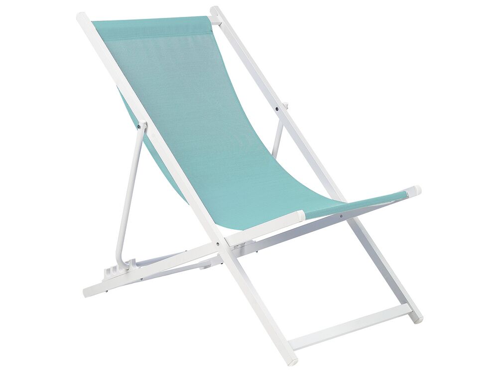 Folding Deck Chair Turquoise and White LOCRI II Beliani