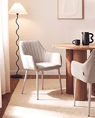 Set of 2 Dining Chairs WELLSTON Fabric Beige_1156636