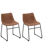 Set di 2 sedie da pranzo BATAVIA Tessuto Marrone dorato_725019