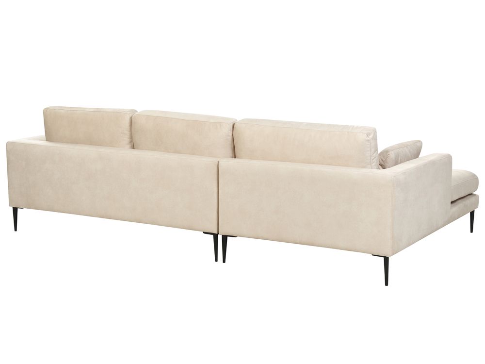 Velvet Right Hand Corner Sofa Cream FLAM Beliani