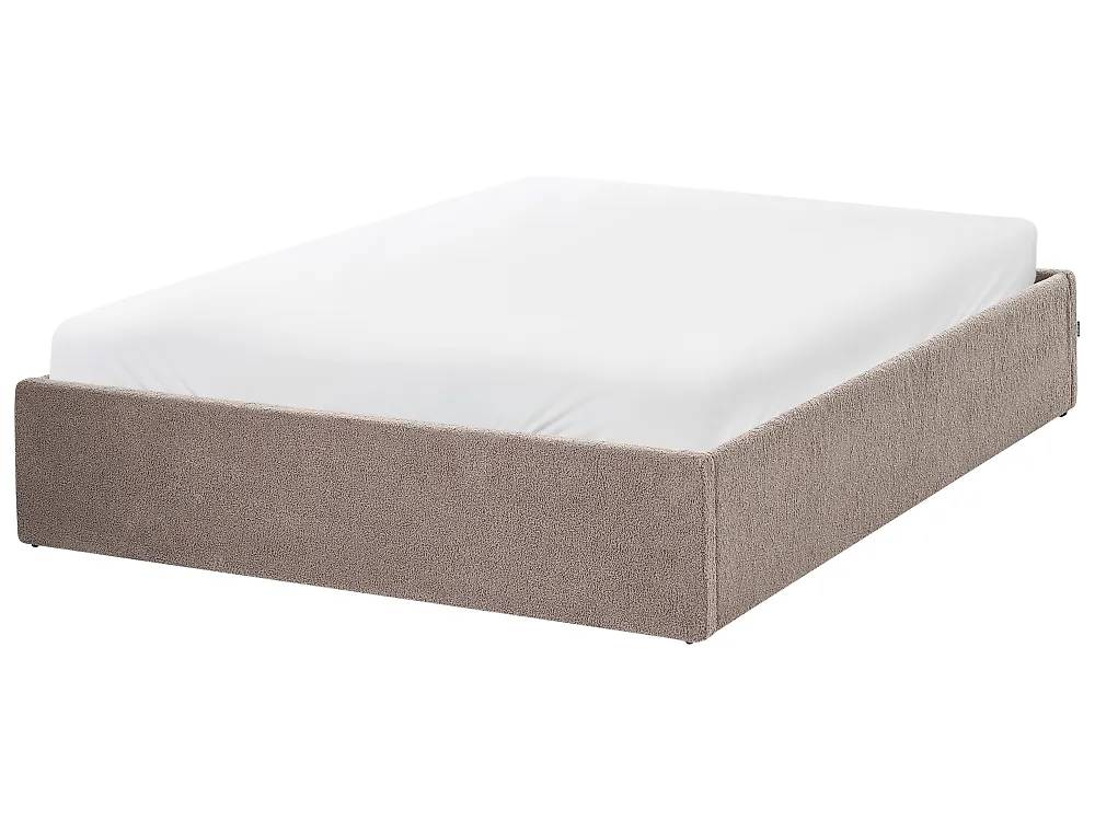 Bett mit Stauraum ohne Kopfteil DINAN Bouclé Taupe 120 x 200 cm_1188229