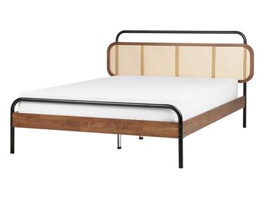 Letto matrimoniale legno scuro 140 x 200 cm BOUSSICOURT