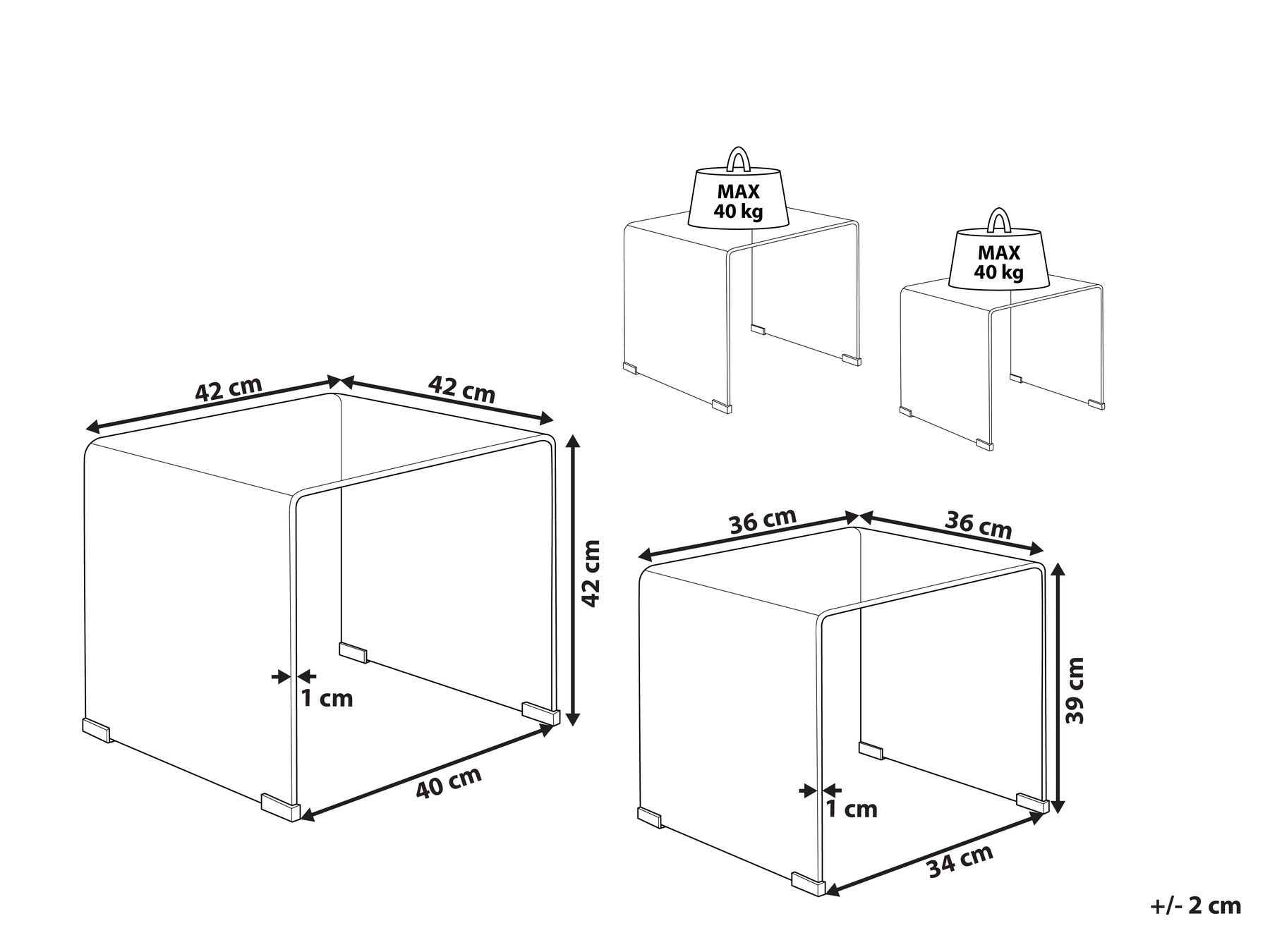 Set of 2 Glass Side Tables Black KENDALL_953581
