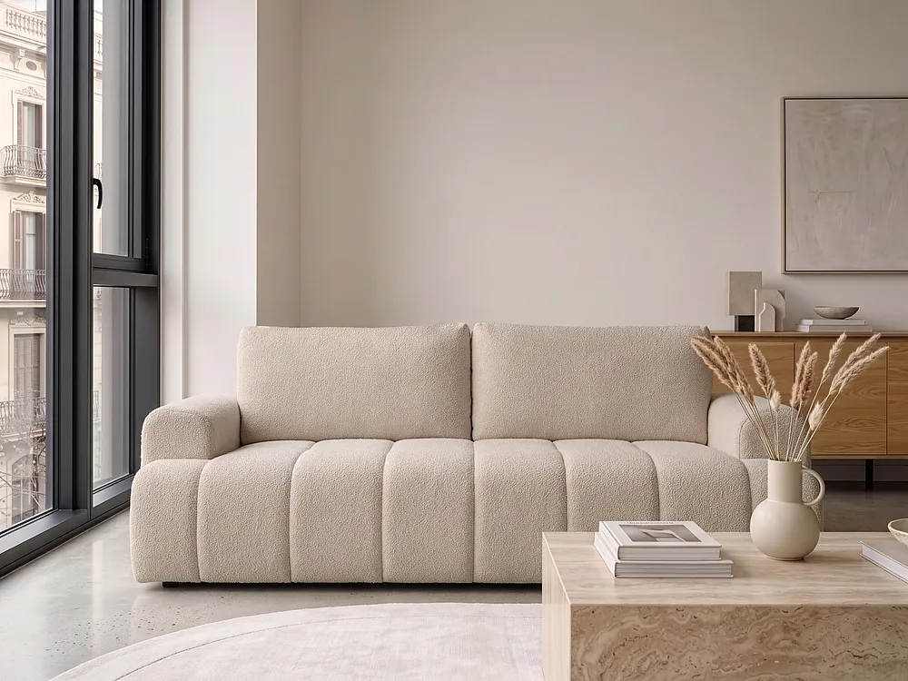 Sofa 3 Seater NARILLA Boucle Beige_1156517