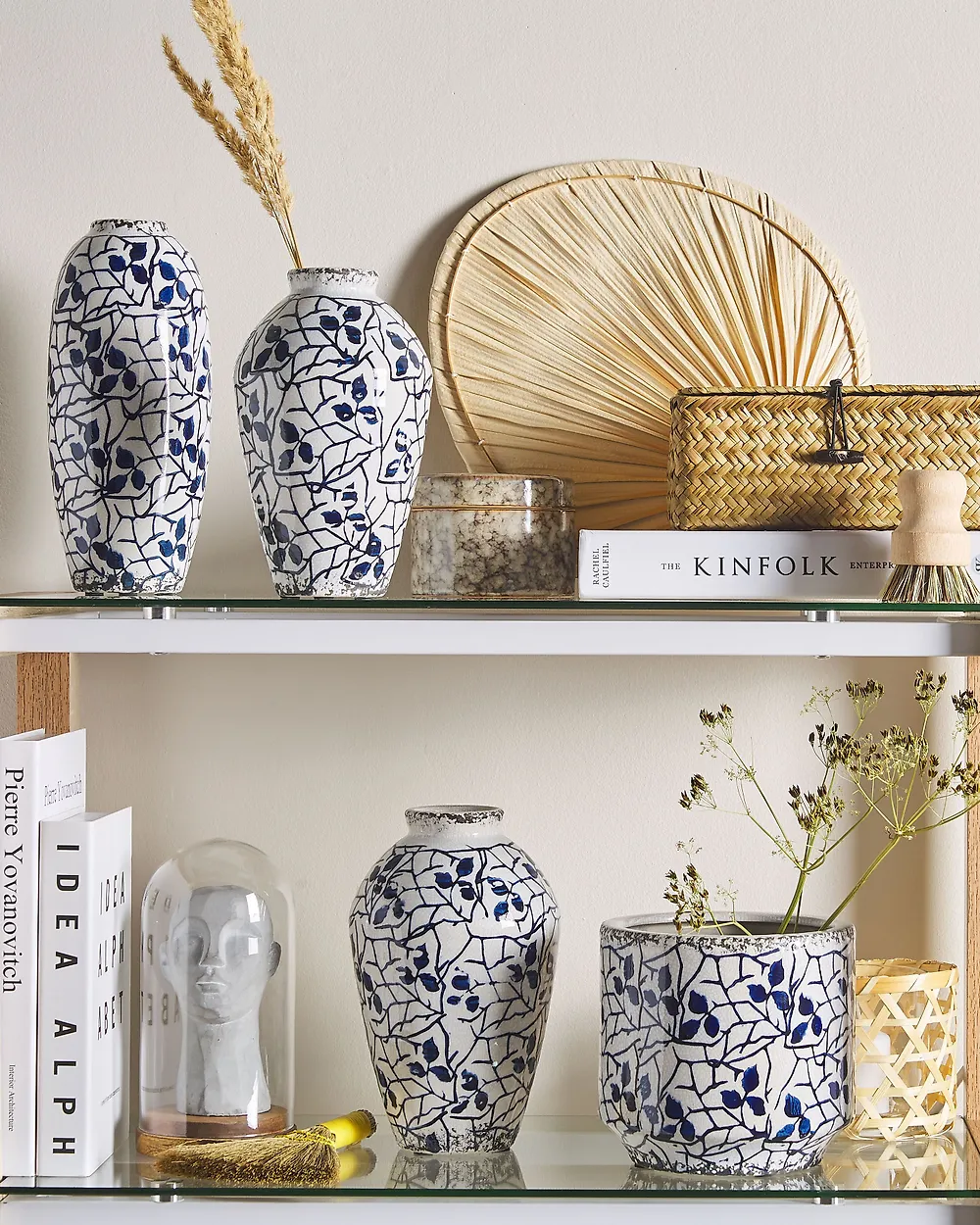 Blumenvase MALLIA 20 cm Steinzeug Weiss_1179702
