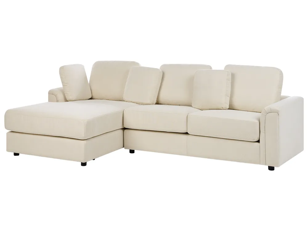 Corner Sofa 4 Seater KOHLO with Ottoman Fabric Light Beige Right Hand_945043