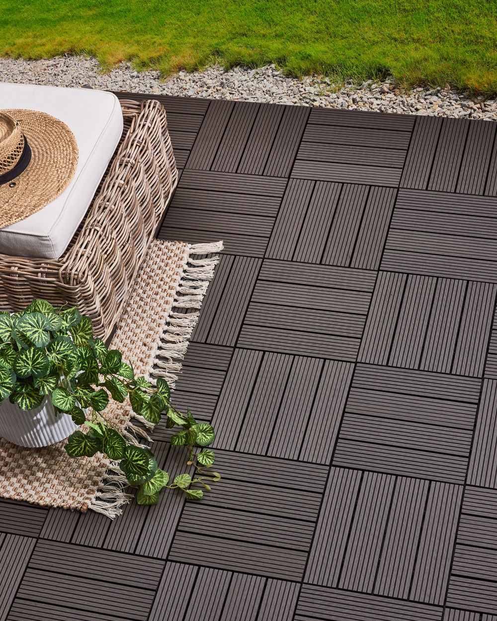 Caillebotis ATELETA Composite bois-plastique (WPC) Gris graphite