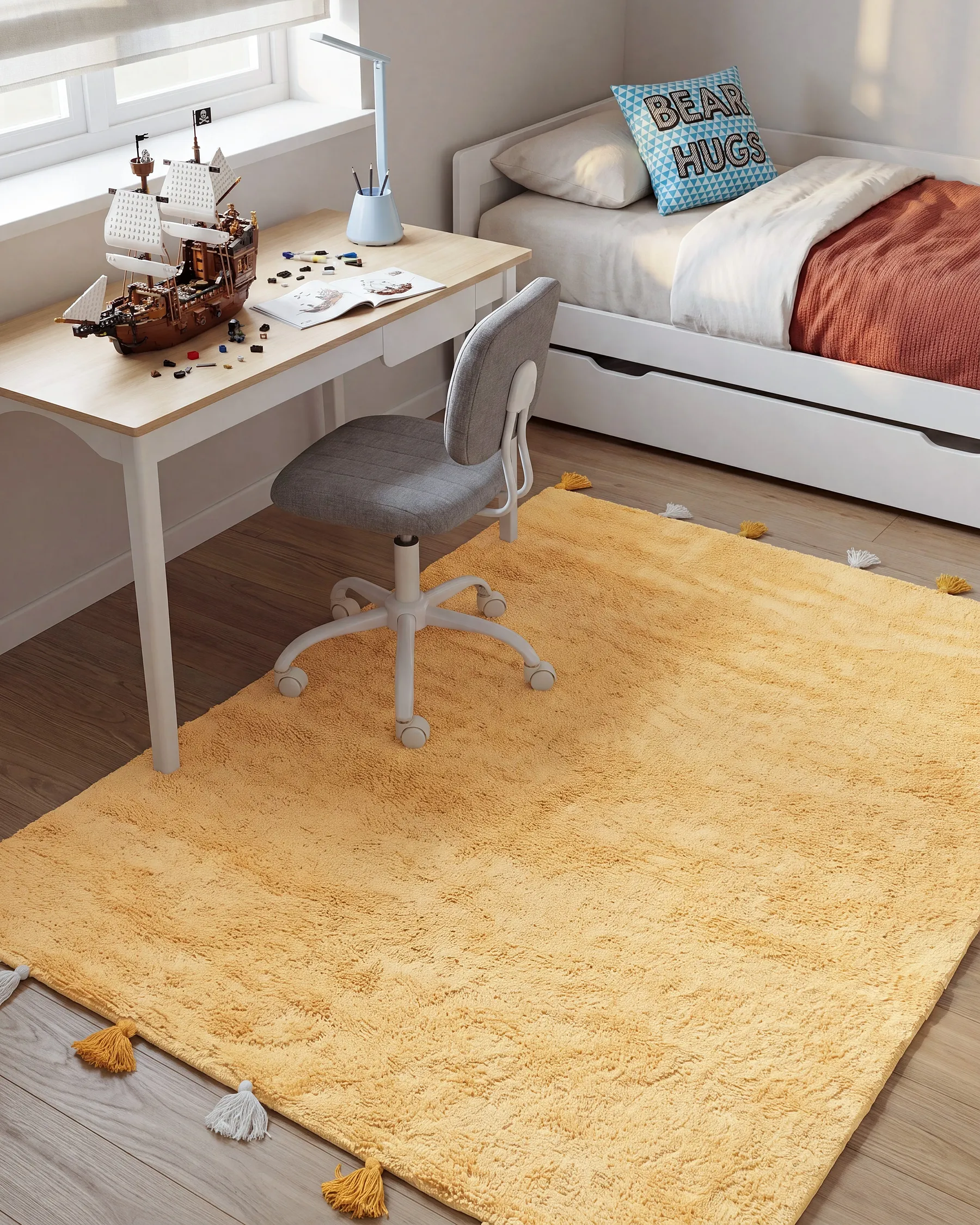 Kids Rug KODINHI  Yellow 140 x 200 cm Cotton_1155144