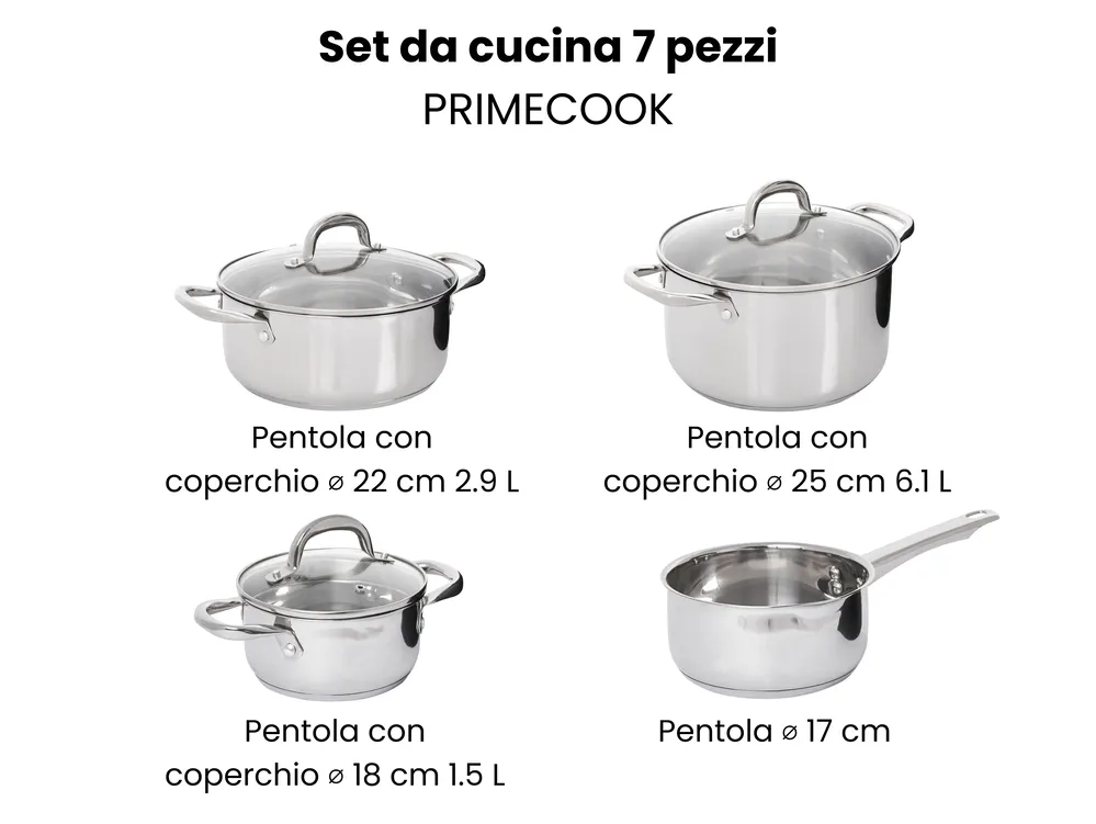 Set di 7 pentole PRIMECOOK Acciaio inox Argento_1051152