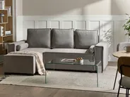 Corner Sofa Bed 3 Seater EDANE with Storage Fabric Grey Right Hand_1057160