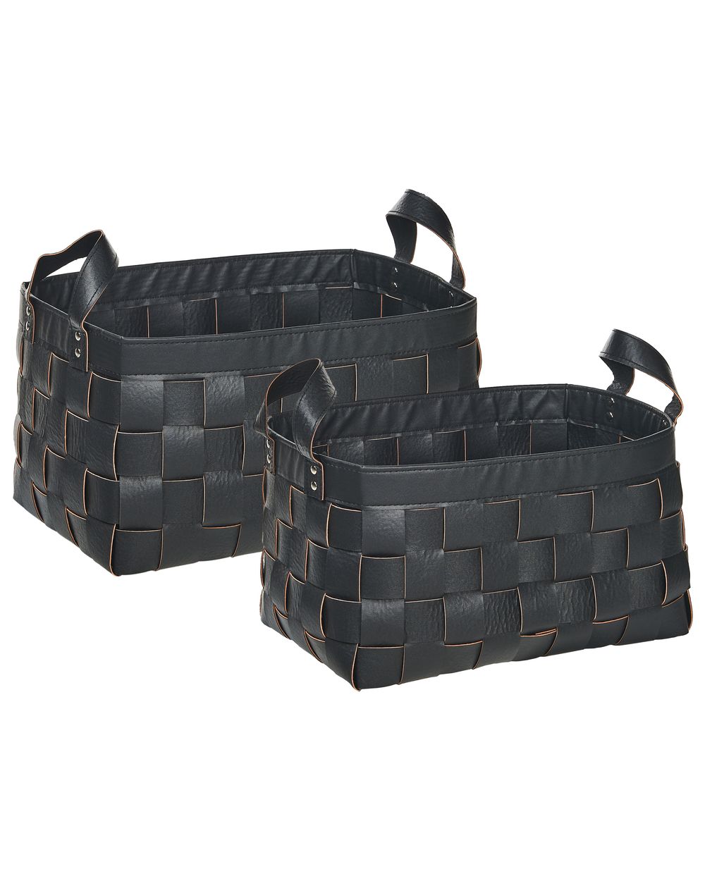 Set of 2 Baskets SIPPAR Faux Leather Black