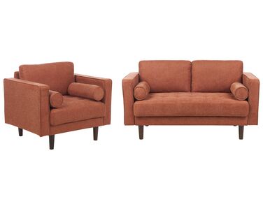 Conjunto de sofás 3 lugares em tecido castanho dourado NURMO