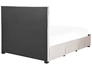 Bett mit Schubladen LIEVIN Samtstoff Beige 140 x 200 cm_858026