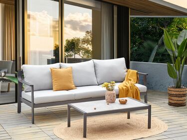 3 Seater Aluminium Garden Sofa Light Grey KIATO