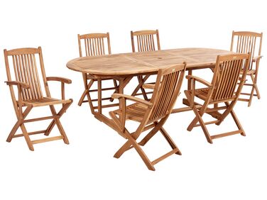 6 Seater Acacia Wood Garden Dining Set Light MAUI II