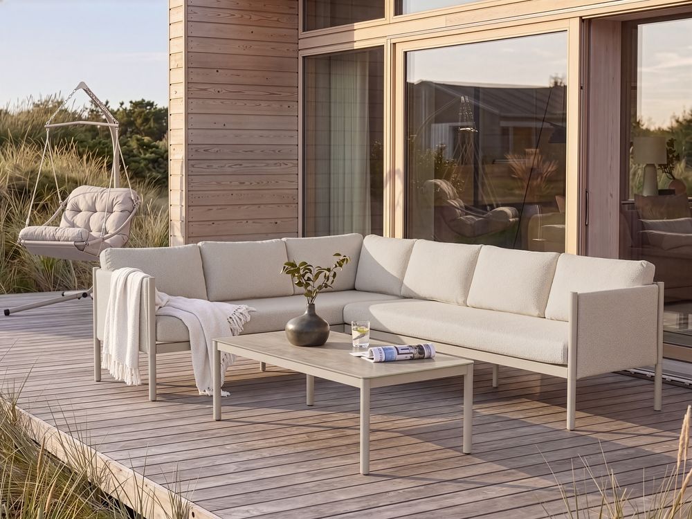 Ensemble de canapés d'angle de jardin 5 places TONARA Métal Beige clair Côté droit