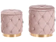 Lot de 2 poufs avec rangement PUEBLO Velours Taupe_881662