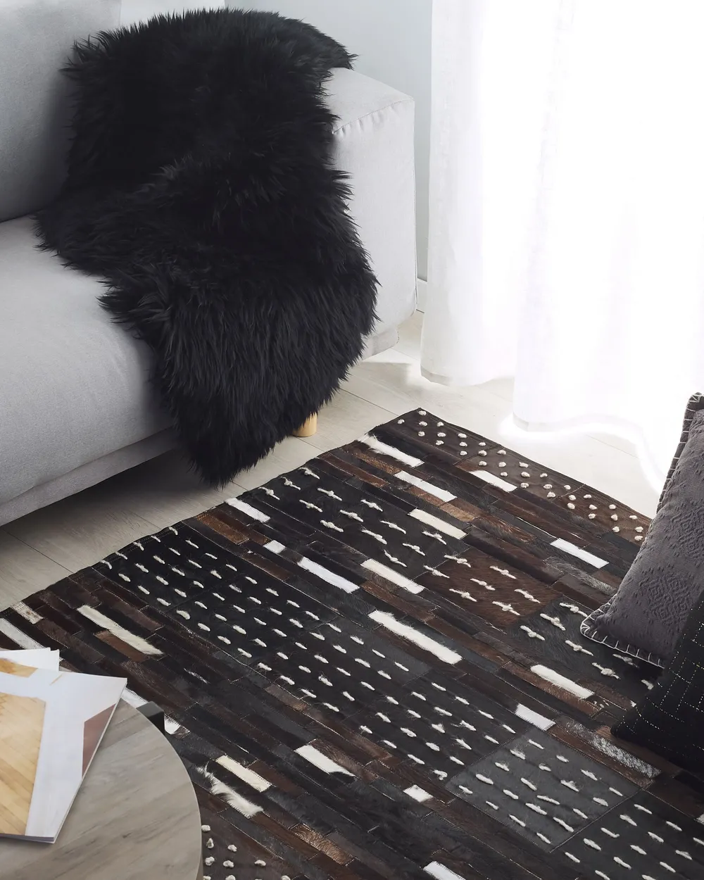 Rug AKSEKI Dark Brown 160 x 230 cm Leather