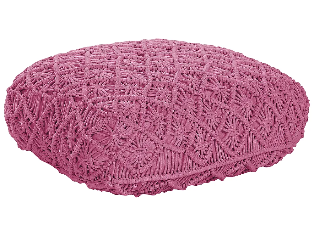 Pouffe Macramé BERRECHID Cotton Pink