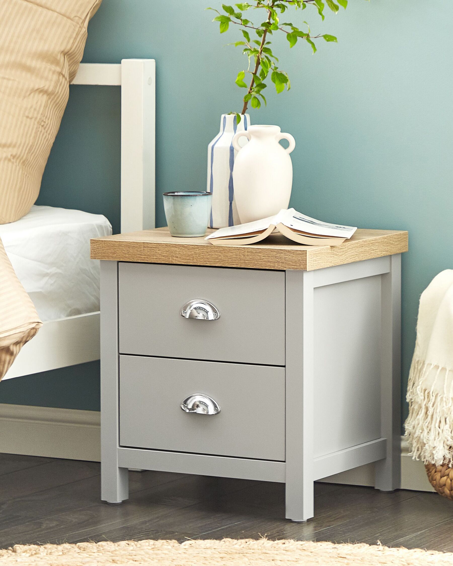 2 Drawer Bedside Table Grey CLIO_826119