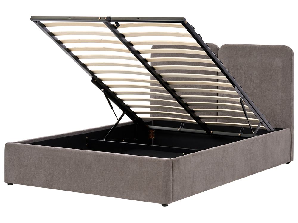 Ottoman Bed ARBOIS Chenille Taupe 140 x 200 cm (EU Double)