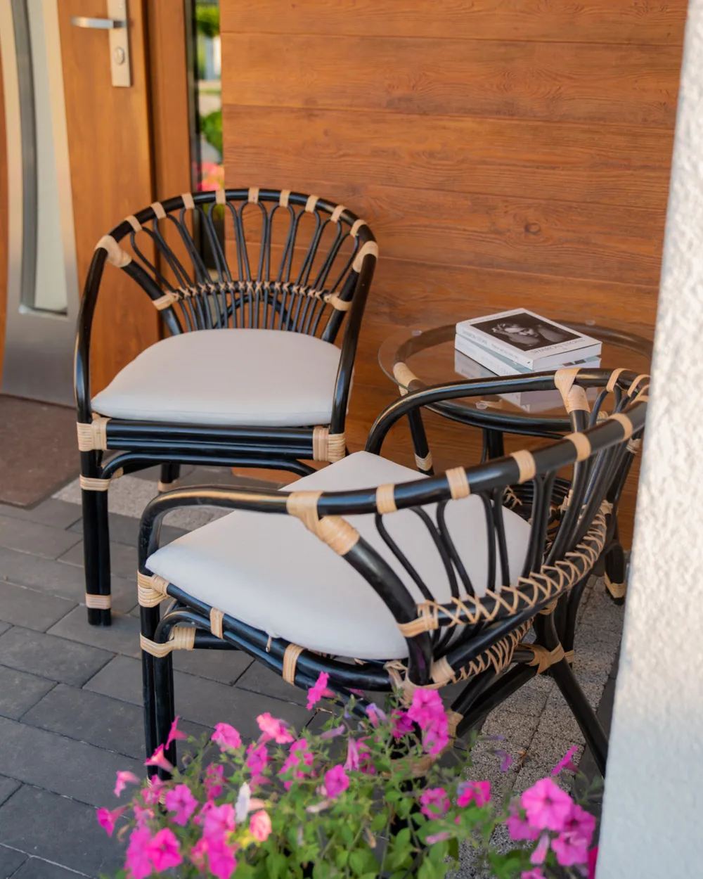 Zestaw mebli balkonowych z poduszkami PECORINI Rattan Czarny_1005728