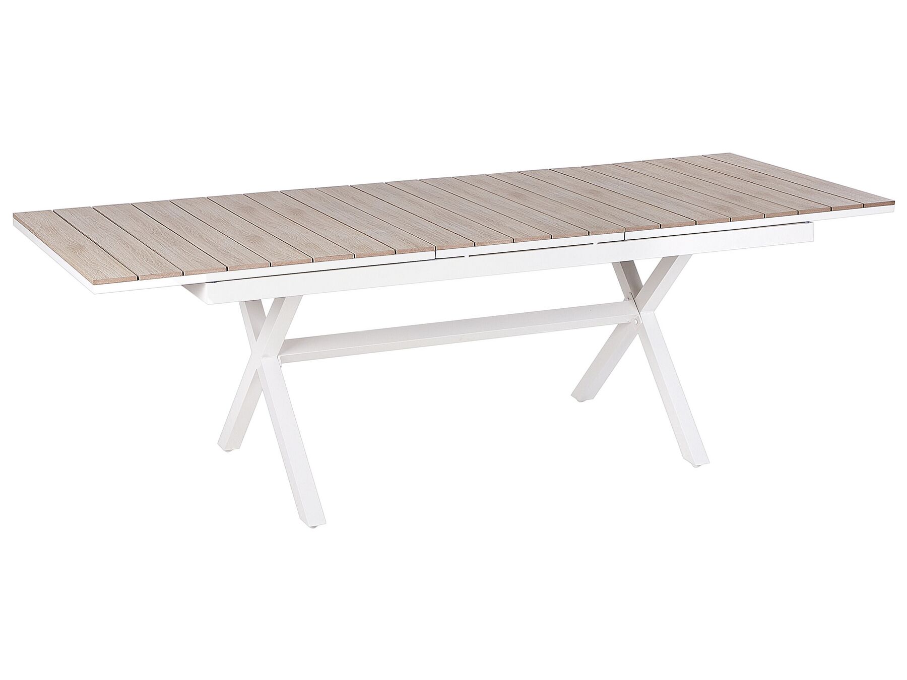 Mesa de jardín extensible de aluminio madera clara y blanco 184/242 x 90 cm FANES_928637