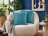 Set of 2 Decorative Cushions YARROW 45 x 45 cm Velvet Teal Geometric Pattern