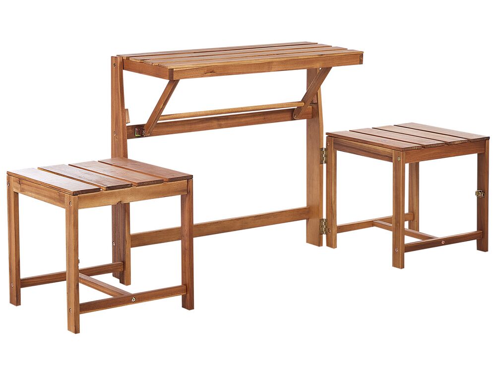 Acacia Wood Convertible Bench Bistro Set Light TUENNO Beliani.pl